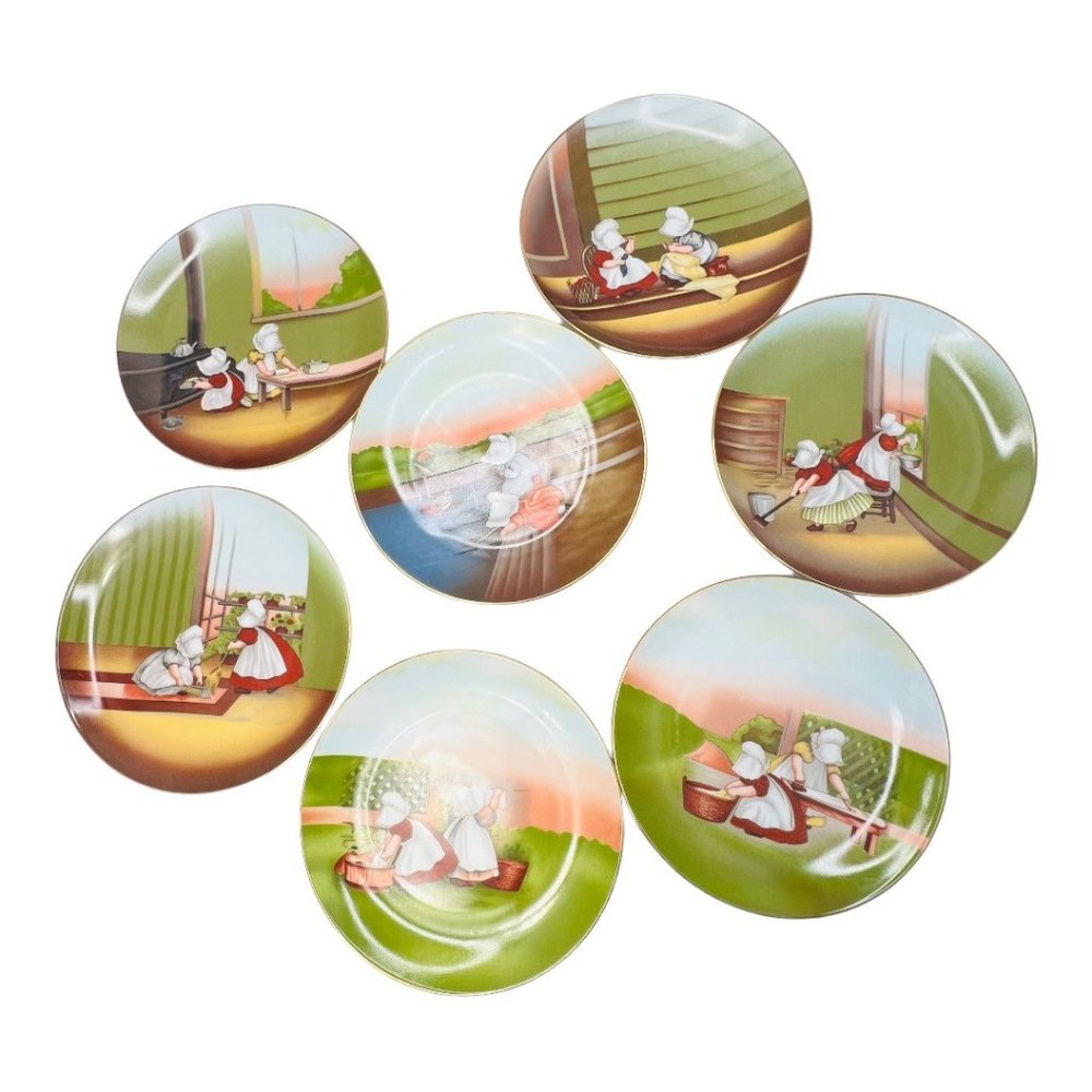 "The Sun-Bonnet Babies" Plates Set of 7 Royal Bayreuth Vintage 1974 - Picture 15 of 16